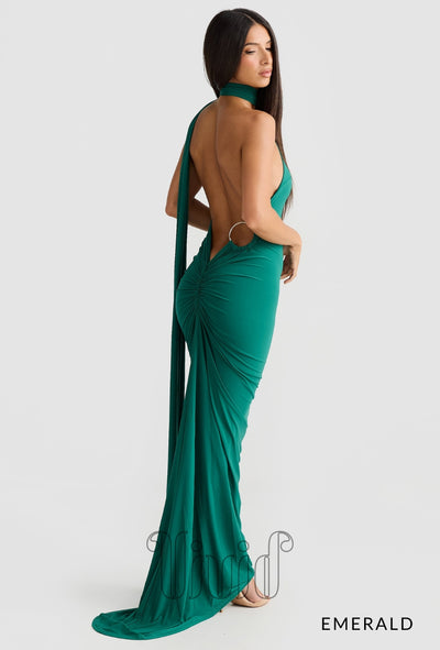 Melani The Label Constantina Gown in Emerald / Greens